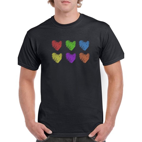 Colorful Hearts T-Shirt Men -Smartprints Designs, Male x-Large