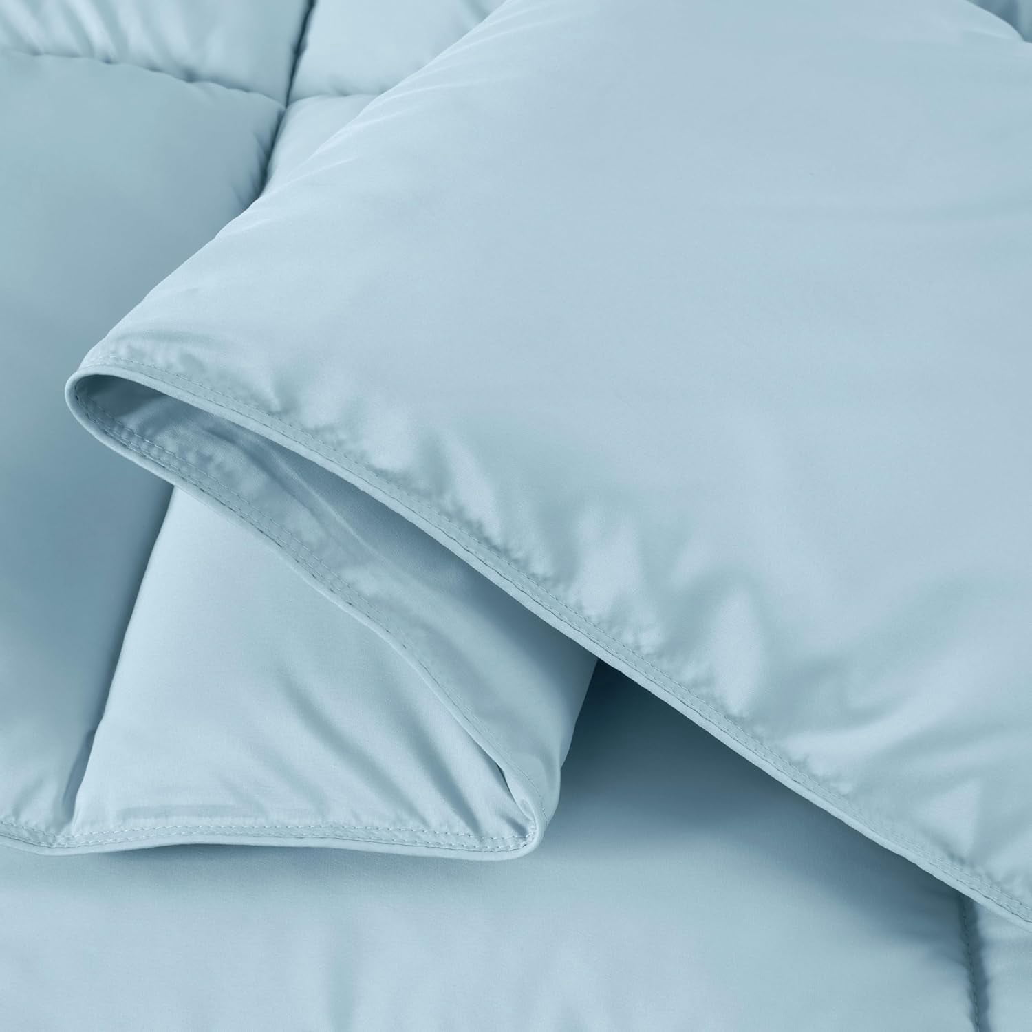 Chezmoi Collection All Season Oversized King Size Down Alternative Comforter - Plush Microfiber Fill - Box Stitch Quilted - Duvet Insert with Corner Tabs (Oversized King, Chambray Blue)