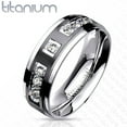 thumbnail image 4 of Hers And His Stainless Steel Princess Wedding Ring Set and Titanium Wedding Band Women's Size 10 Men's Size 13, 4 of 5