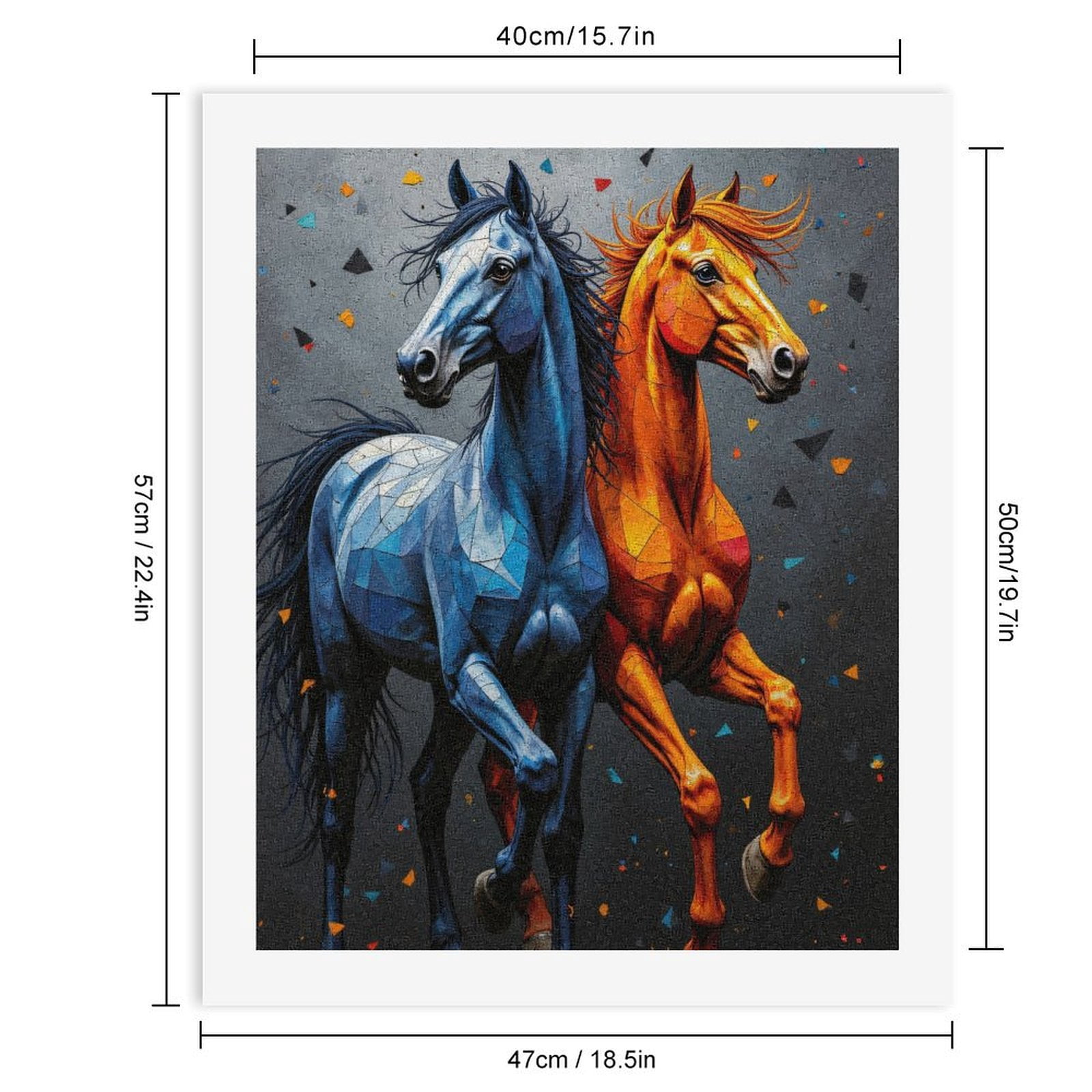 Paint By Numbers Kit for Adults Beginner - Colorful Geometric Horses Art DIY Canvas Painting Kits for Adults, Frameless Paint By Number for Adults for Home Wall Decor 16x20 Inch