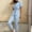 Sky Blue, variant on Sakmal Drawstring One Piece Jumpsuits for Women Dressy Solid Jogger Cargo Overalls Long Black Short Sleeve Collared Pants for Women