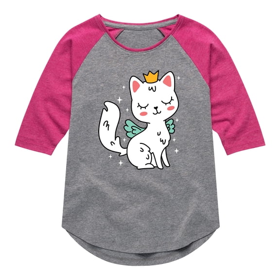 Instant Message - Princess Kitty - Toddler And Youth Girls Raglan Graphic T-Shirt