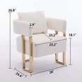 thumbnail image 6 of Modern decorative chair, living room side chair with gold metal legs, no wheels, suitable for dressing area, reception room, office,Teddy fleece upholstered metal foot sofas 2PCS White, 6 of 10