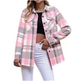 thumbnail image 1 of Jean Jacket Women - Plaid Button with Pocket Basic Top Jacket - Leisure/Home, 1 of 7