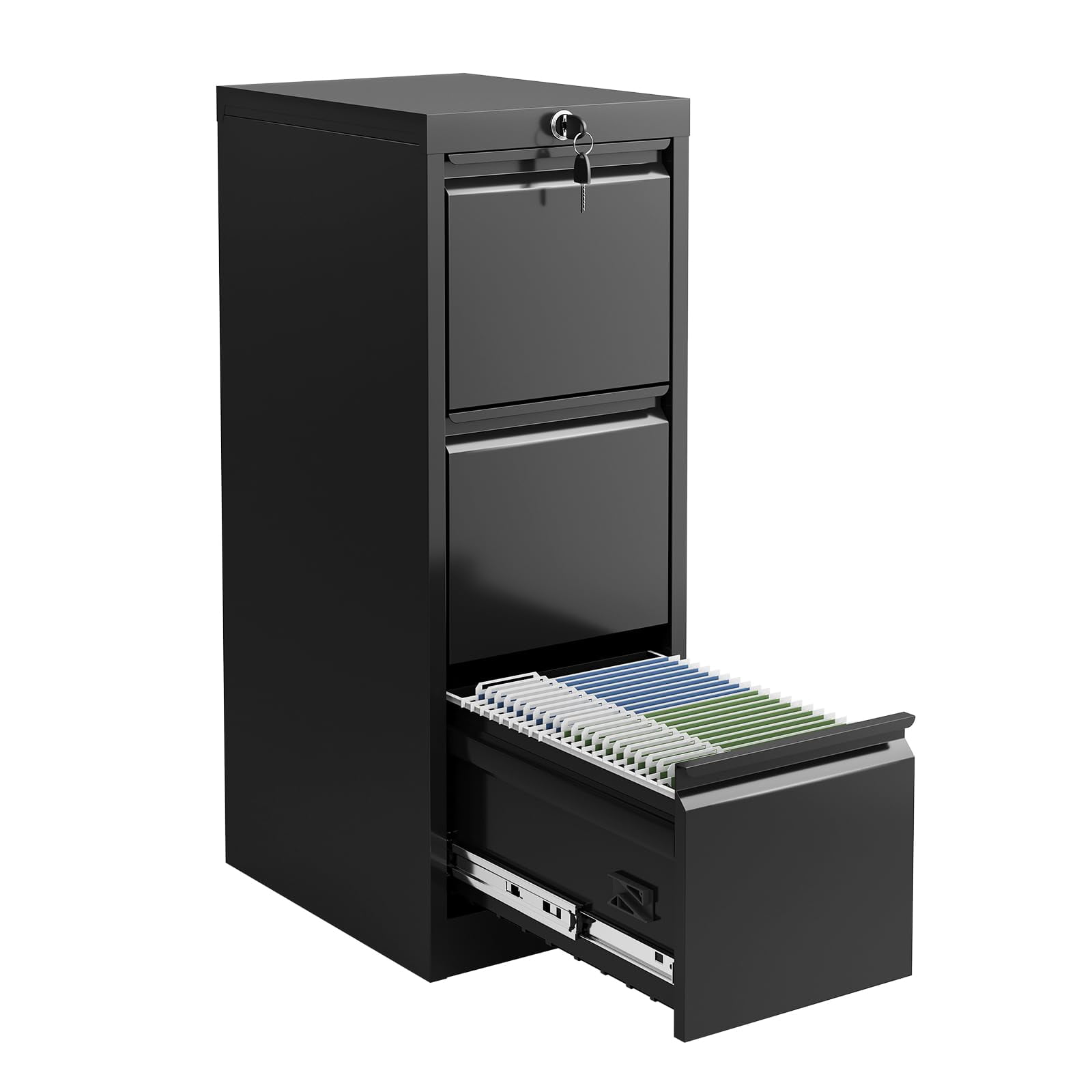 Danolapsi File Cabinet, 3-Drawer Metal File Cabinet with Lock, Legal/A4 Folders for Home, Office, Assembly Required