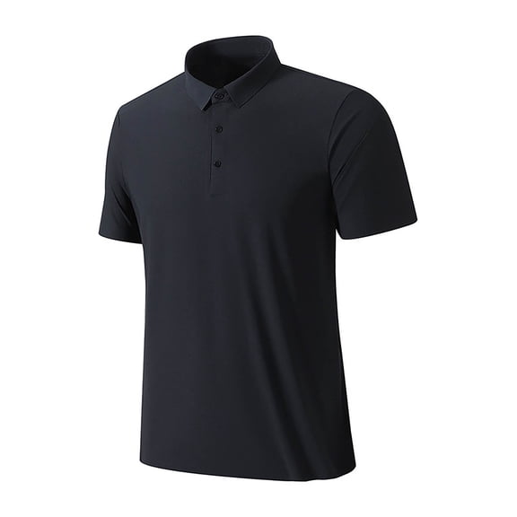 Fnnxeal Mens Quick Dry Moisture Wicking Performance Polo Shirt Slim Fit Short Sleeve No Logo Solid Black Business Casual Big and Tall 5XL,Size 3XL