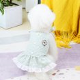 thumbnail image 4 of LYMAYTER Lace Hem Checkered Pattern Button Decor Spring Summer Pet Cartoon Embroidered Lace-up Design Puppy Sling Skirt Cute Pet, 4 of 7