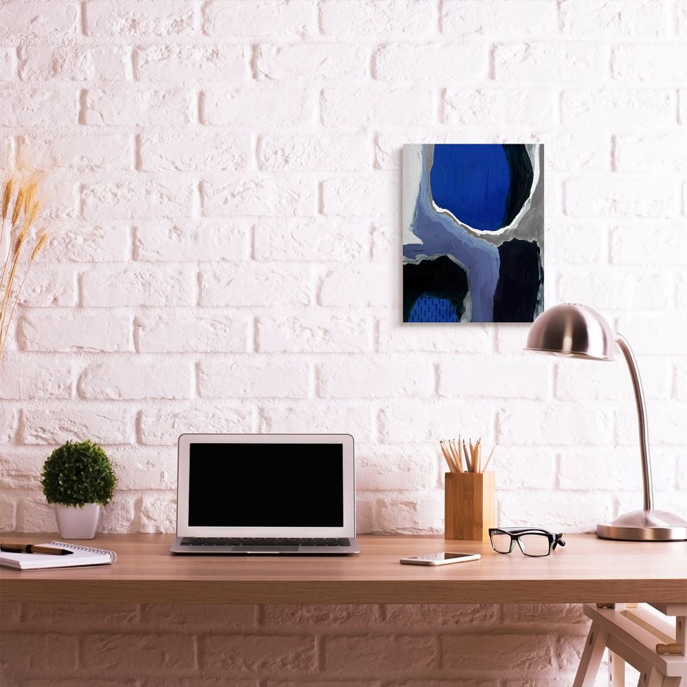 Stupell Industries Abstract Masculine Cobalt Blue Grey Black Design Canvas Wall Art Design by Studio W, 16" x 20"