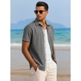 thumbnail image 2 of RICHCOIN Men's Button Down Shirts Short Sleeve Casual Summer Beach Vacation Wedding Shirt with Pocket, 2 of 7