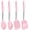 Pink, variant on Gray Kitchen Utensil Set of 4, Silicone Heads with Steel Handles, Solid Spatulas, Slotted Spoons, Turners for Non-Stick Cookware, Heat Resistant