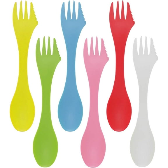 LQQBOX 12 PCS Colorful Sporks Versatile 3 in 1 Utensil Spoon, Fork & Knife Combo Flatware for Outdoor Activities