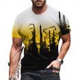 thumbnail image 2 of Hombres manga corta casual impresión cuello redondo moda pulóver camiseta blusa tops Pompotops oipoqjl31129, 2 of 4