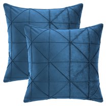 Unique Bargains Pack of 2 Luxury 3D Diamond Velvet Throw Pillow Covers Dark Blue