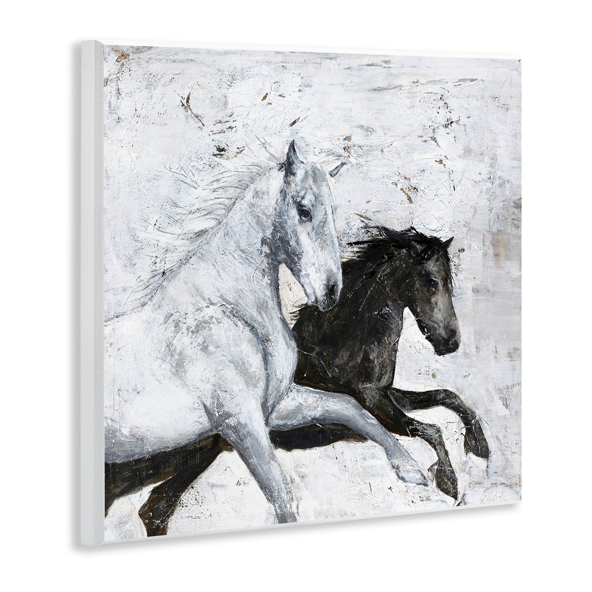 Stupell Industries Wild Horses Racing Rustic Abstract White Wall Plaque by Design Fabrikken