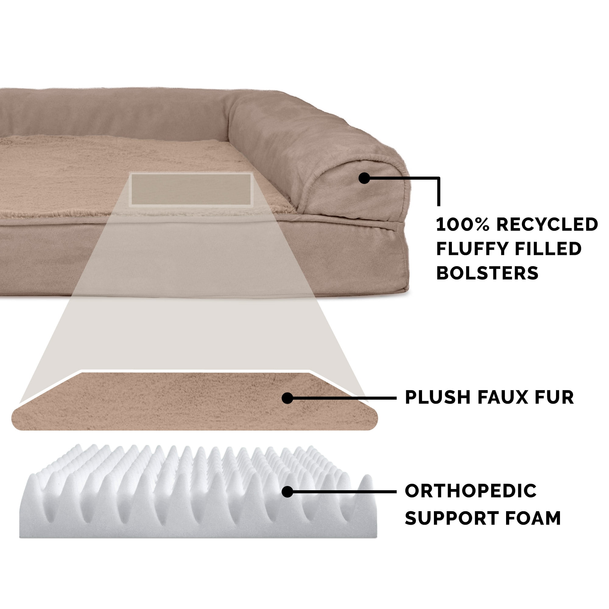 FurHaven Pet Products Plush & Suede Orthopedic Sofa Pet Bed for Dogs & Cats - Espresso, Large