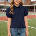 thumbnail image 4 of Tdoqot Girls Polo Shirts- Summer Puff Short Sleeve Casual Cute School Uniform Navy Size 14, 4 of 6