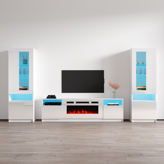 York WH02 Electric Fireplace Modern Wall Unit Entertainment Center
