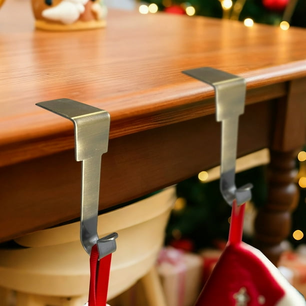 Garfios para calcetines navideños de chimenea de metal | Colgador de puerta resistente | Gancho lateral decorativo para armario de sobremesa | Negro, plata, dorado, gris | 14x6x2,5cm | Porta-coronas