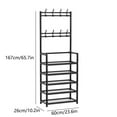thumbnail image 4 of Uutvmp Coat and Shoe Rack, Entryway Coat Rack, Shoe Coat Rack Freestanding with 4-Tier Storage Shelves Coat Rack Stand for Bedroom, Hallway, Office, 23.6x10.2x65.7in, 4 of 6