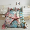 thumbnail image 2 of Erosebridal Ocean Starfish Bedding Queen Comforter Set, Tropical Summer Beach Duvet Insert, Reversible 3 Pieces, 2 of 7