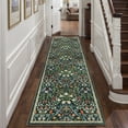 thumbnail image 4 of BERTHMEER 2'x8' Runner Rugs for Hallway Bathroom Bedroom Entryway Kitchen Non Slip Washable Green Floral Vintage Oriental Traditional Flower Runner Rugs, Multicolor, 4 of 7