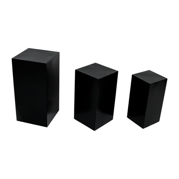 3x Pedestales de postres Portes de pastel de vacaciones Table decorativa Decoración Cubo de metal Pilares de zócalo para el aniversario de Acción de Negro