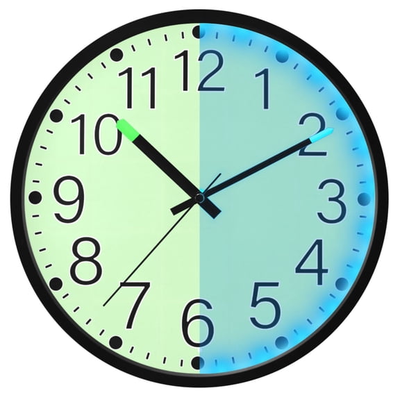 Ryvnso Solid Light Green 12 Inch Night Light Wall Clock Silent Battery Operated Luminous Clocks