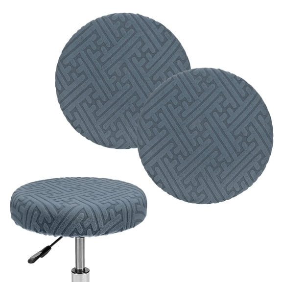 Uxcell 2-Pack Bar Stool Covers Round, for 14-16 Inch Polyester Strip Pattern Seat Covers with Elastic Bands [Dark Gray]