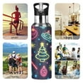 thumbnail image 7 of Yayeee 20oz Insulated Water Bottle Double Wall Stainless Steel with Flip Straw Lid, Neon Christmas, 7 of 7