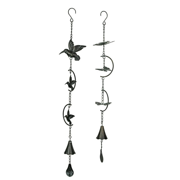 Mayrich Metal Rustic Hummingbird & Butterfly Wind Chimes (Set of 2 )