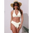 thumbnail image 4 of DARING DIVA Women's 2 Piece O Ring Seashell Ribbed Bikini Sets S Cream, 4 of 6