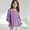 Purple, variant on Cethrio Girls T Shirts Size 10-12 T, Cotton Linen Summer Loose Casual 3/4 Sleeve Tops Red