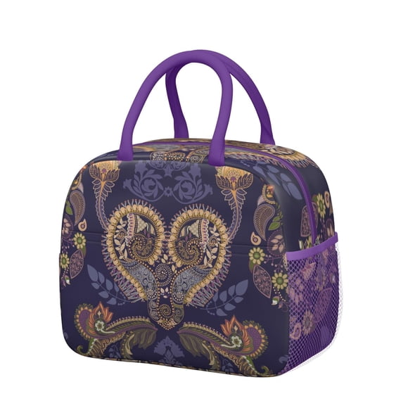 Bohemian Elegant Lunch Tote – Paisley Vintage Pattern, Thermal Insulated Cooler Bag