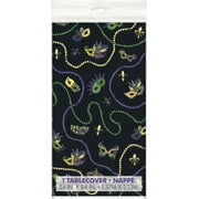 Mardi Gras Masks Beads Tablecover Plastic 54 x 84