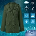 thumbnail image 2 of KDFJPTH Womens Hoodie Rain Watertight Coat Solid Pockets Zipper Jacket Workout Outdoor Windproof Rain Jacket Womens Winter Windbreaker Rain Coat for Women plus Size, 2 of 6