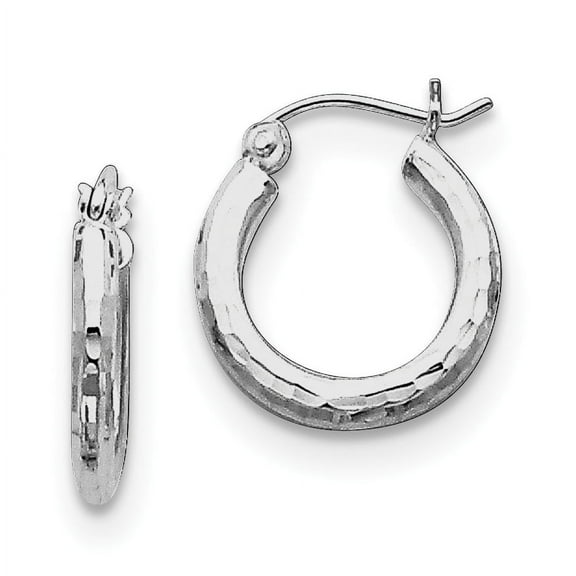 Primal Silver Sterling Silver Rhodium-plated 2.25mm Diamond-cut Hoop Earrings