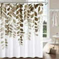 thumbnail image 5 of Brown Leaf Shower Curtain Watercolor Plant Leaves with Floral Eucalyptus Bathroom Shower Curtain Set Decorative Chocolate Fabric Bath Curtain Modern Botanical Country Bathroom Decor 72x72, 5 of 6