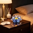 thumbnail image 4 of Crystal Lotus Tealight Candle Holder - Glass Tea Light Candlestick, Clear Crystal Figurine Ornament for Home, Office, Christmas, Halloween Decoration, 4 of 6