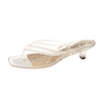 thumbnail image 2 of Women's Clear Jelly Shoes Low Kitten Heel Sandals Flip Flops Square Toe Transparent Outdoor Trendy Dressy Casual Beach Summer Vacation, 41, 2 of 9