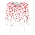 thumbnail image 4 of Luxalzxs Womens Valentine's Day Shirts Crewneck 3/4 Length Sleeve Oversized Tops Cute Love Heart Graphic Tees Dressy Casual Blouse, 4 of 5