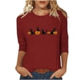 thumbnail image 2 of Women's Casual Crewneck T-Shirts Halloween Black Cat Jack-o-Lantern Graphic Print Long Sleeve Tops Comfortable Fall Pullover Tees Festive Party Clothing, 2 of 5