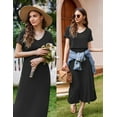 thumbnail image 4 of Ekouaer Women's Maternity Nursing Dresses Summer Short Sleeve Split Long Dresses for Breastfeeding Black M Black M, 4 of 6