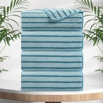 Jessy Home 4 Pack Green Pine Bicolor bar Stripe Large Bath Towels Set Oversized Bath Sheet Soft Towel Set