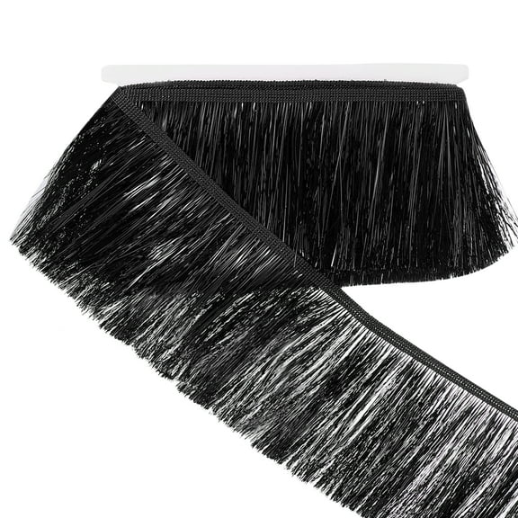 Uxcell 5.5 Yard of 4 Inch Shiny Tinsel Fringe Trim for DIY Latin Dance Costume, Black