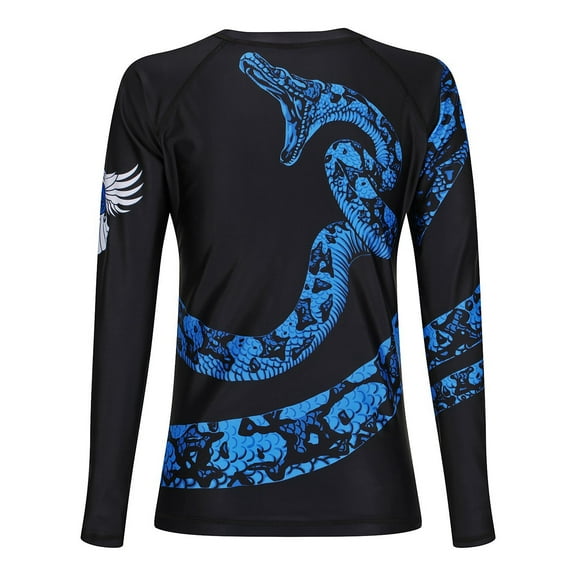 Raven Fightwear Women's Constrictor Snake BJJ Rash Guard MMA Black/Blue