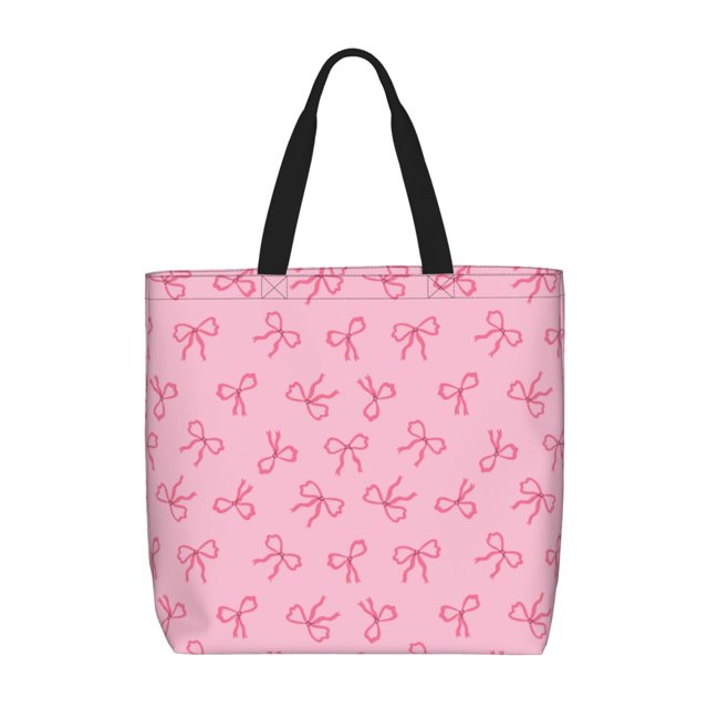 Easygdp Pink Bows Bolsa Tote para Mujer, Bolso de Hombro para Trabajo, Playa, Viajes, Compras y Supermercado