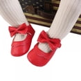 thumbnail image 5 of Baby Girls Mary Jane Flats with Bowknot Soft Sole Cute Non-Slip Toddler Infant First Walker Princess Dress Shoes (0-18 Months) Red L, 5 of 6