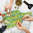 thumbnail image 4 of Modern Cutting Board, Watercolor Paintbrush Lemons with Murky Effects Image, Decorative Tempered Glass Cutting and Serving Board, Wine Bottle Shape, Forest Green Yellow, by Ambesonne, 4 of 5