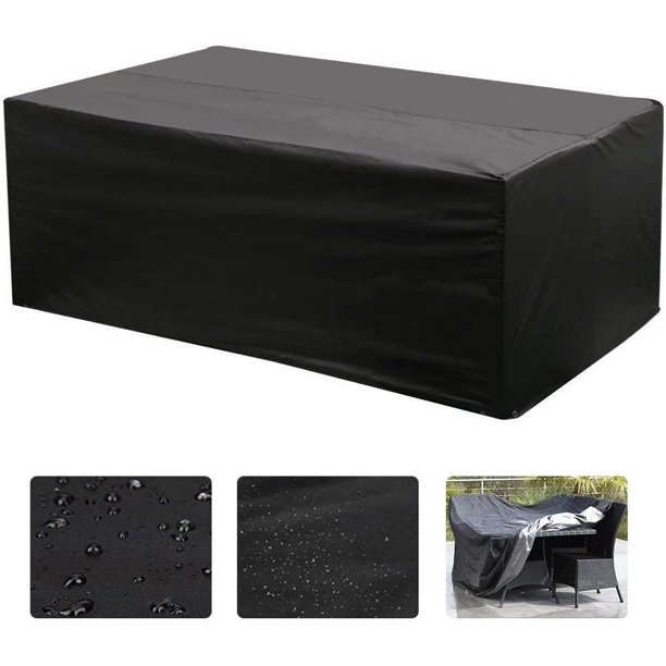 Funda para Muebles de Jardín, Funda para Muebles de Jardín, AGILITY Oxford Funda Rectangular para Mesa de Salón para Muebles de Jardín Protección UV (Negro)-325*208*58CM Sailing Electrónica