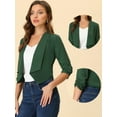 thumbnail image 2 of INSPIRE CHIC Cardigan Léger pour Femme à devant Ouvert, Manches 3/4 Froncées, Revers Châle, Vert, m, 2 of 4